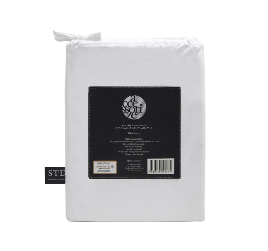Hotel Deluxe Standard Tailored Pillowcase Pair White - Image 4
