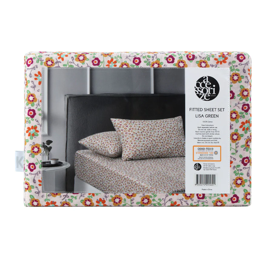 Lisa Washed Cotton Fitted Sheet Combo Set Green - Image 5