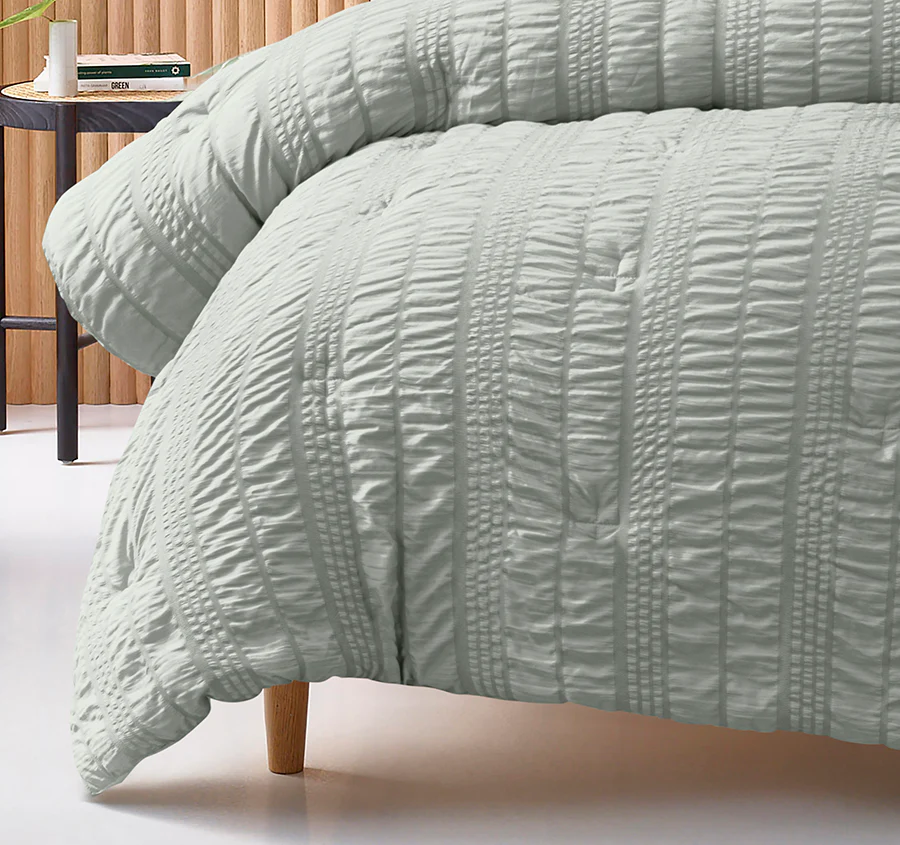 Seersucker Comforter Set Range Sage - Image 3