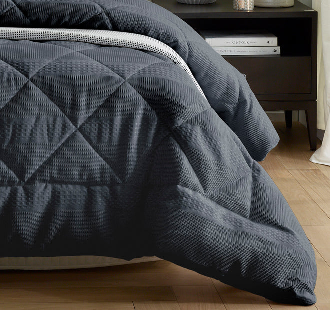 Waffle Stripe Comforter Set Range Slate - Image 3