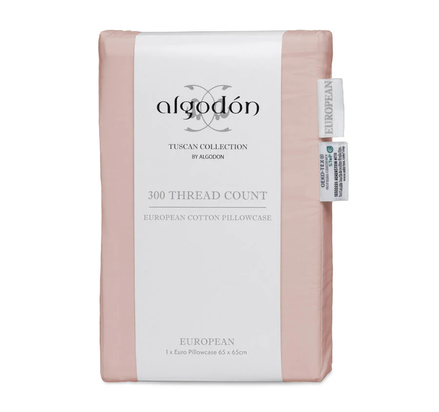 Tuscan Collection Cotton Percale European Pillowcase Blush - Image 3