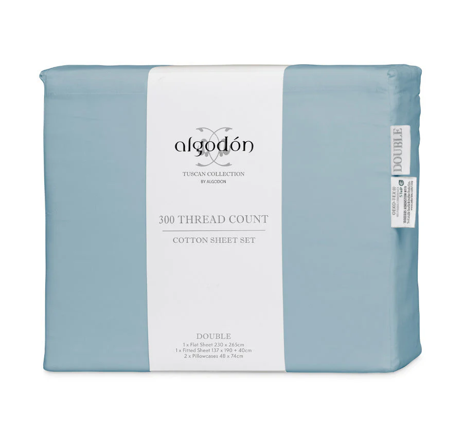 Tuscan Collection Cotton Percale Sheet Set Range Faded Denim - Image 5