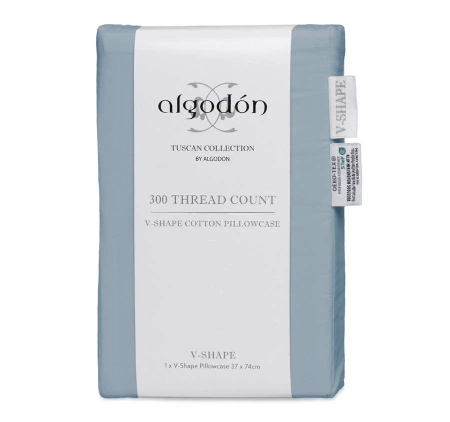Tuscan Collection Cotton Percale V-Shape Pillowcase Faded Denim - Image 3