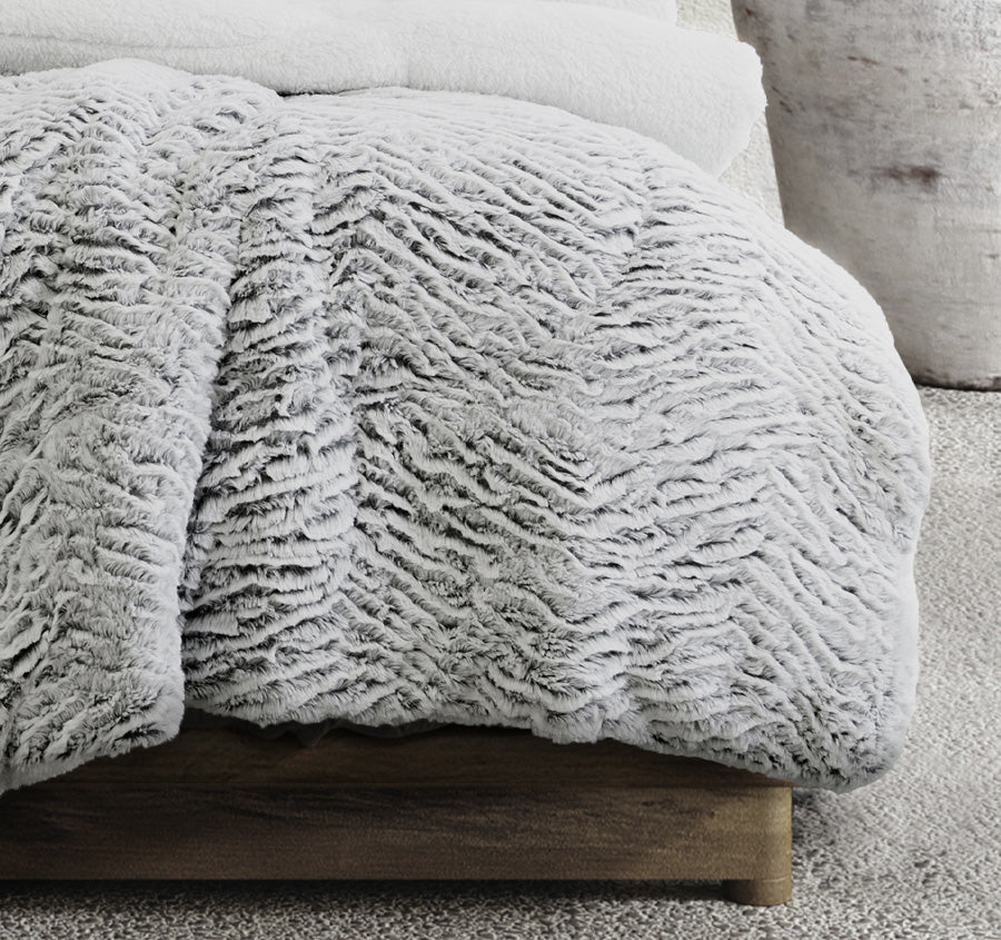 Faux Fur Sherpa Comforter Set Silver - Image 3