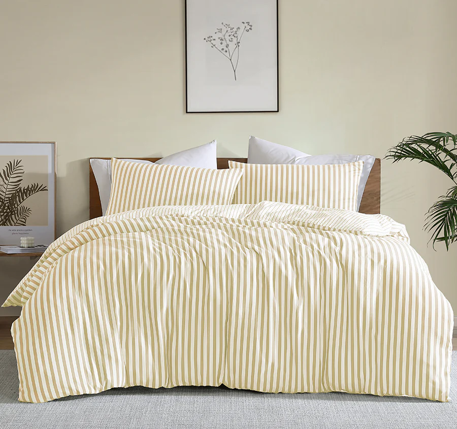 Frankie Stripe Quilt Cover Set Range Yellow