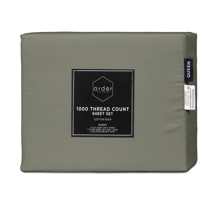 1000THC Cotton Rich Sheet Set Range Khaki - Image 3