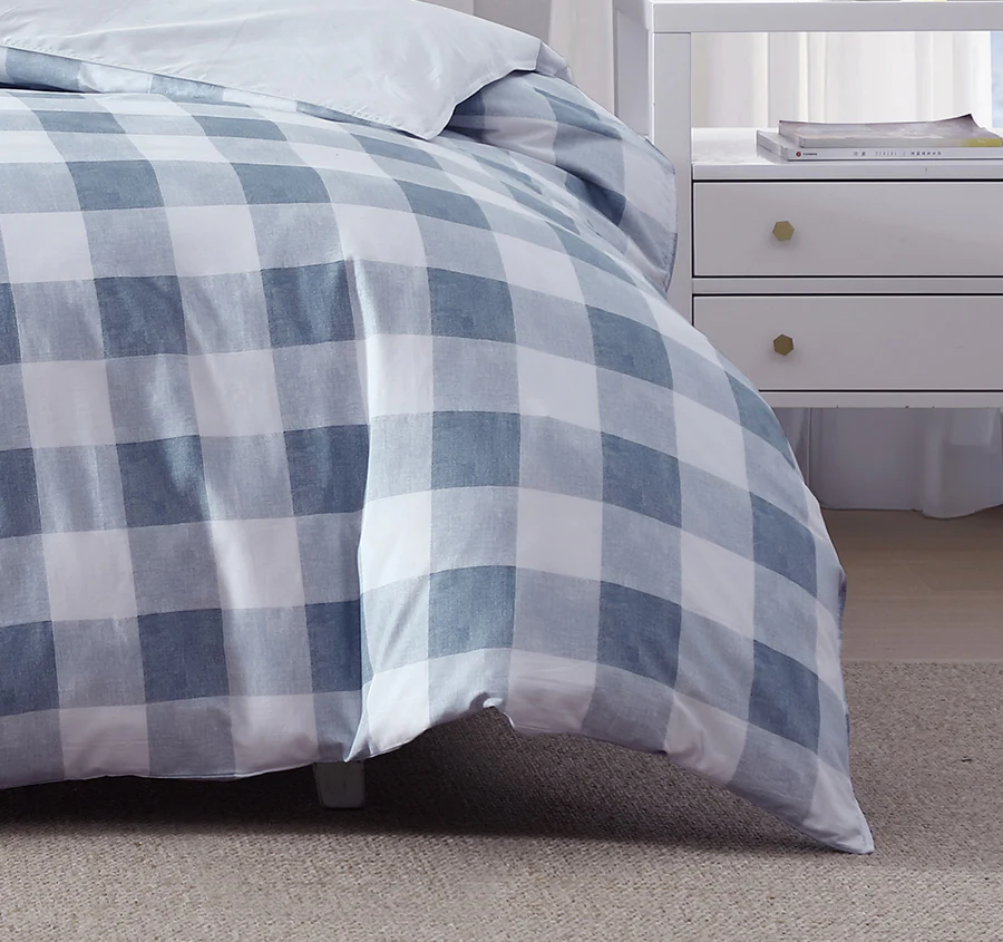Ayre Check Quilt Cover Set Range Chambray - Image 3