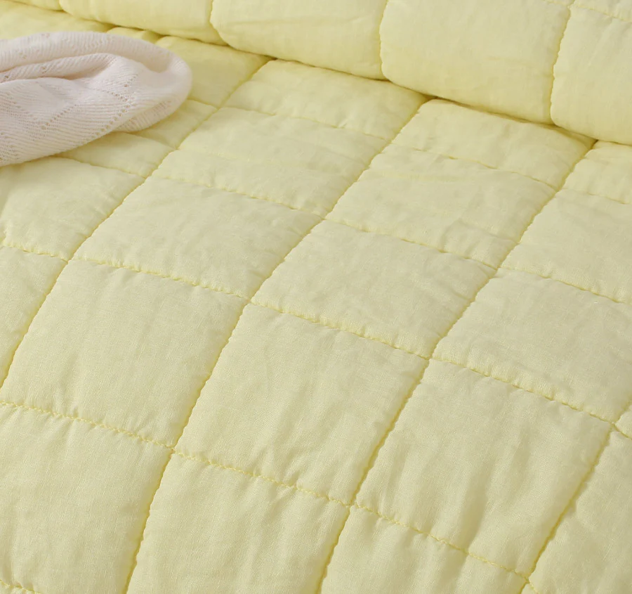 Stonewashed French Linen Coverlet Set Range Butter - Image 2