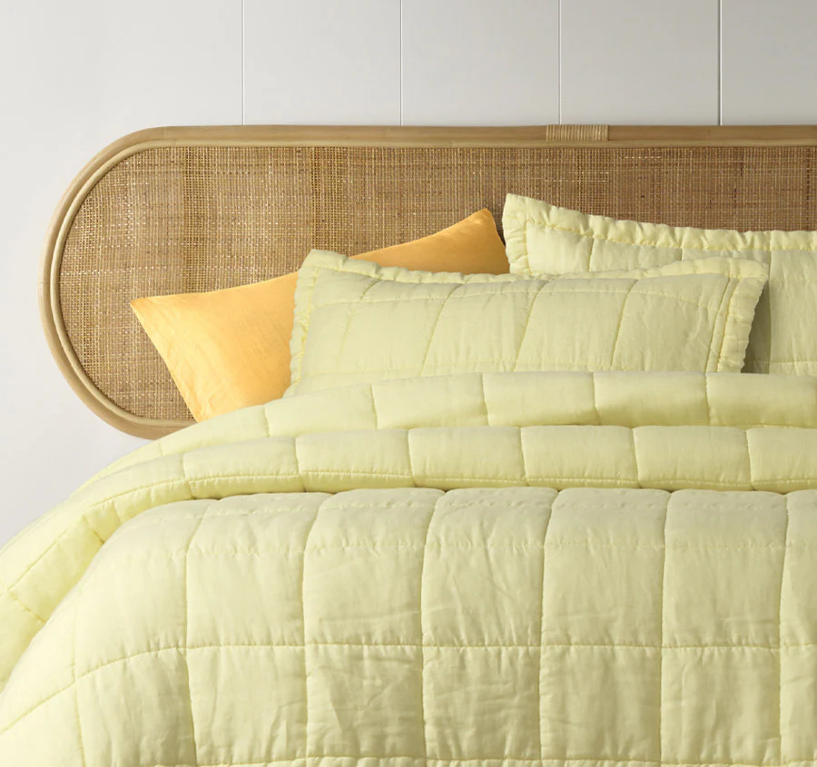 Stonewashed French Linen Coverlet Set Range Butter - Image 4