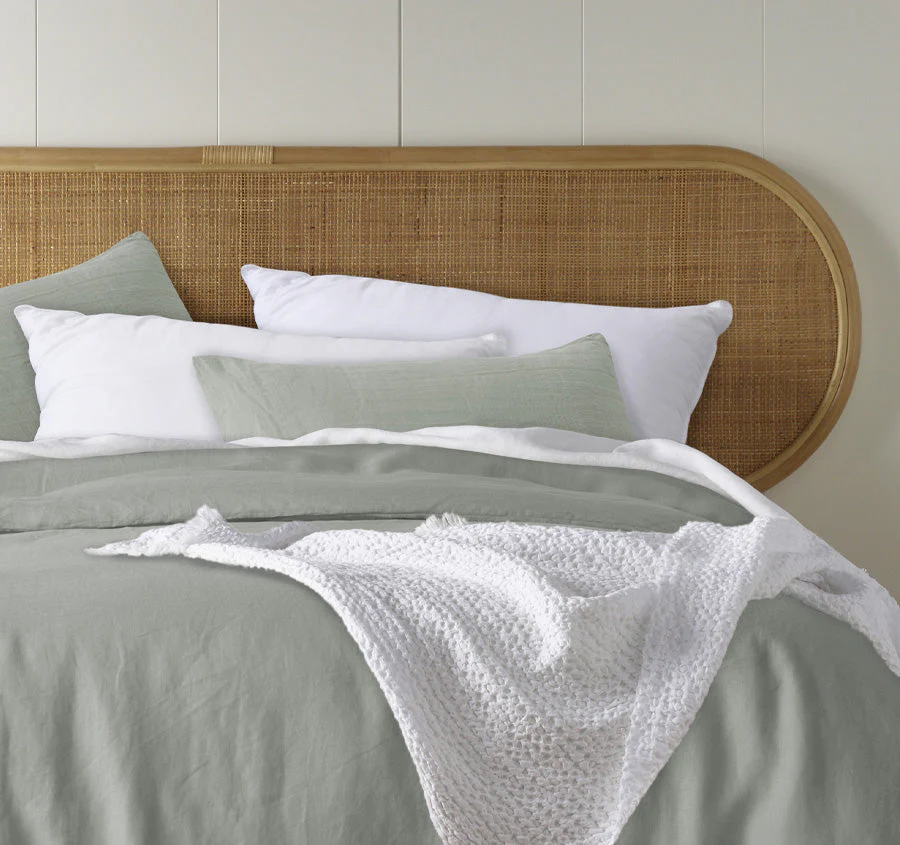 Stonewashed French Linen Quilt Cover Set Range Sage - Image 4