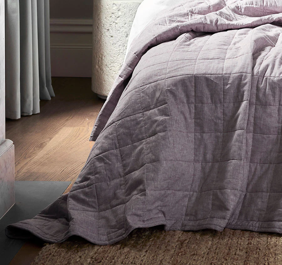 Chambray Bed Cover Lilac - Image 3
