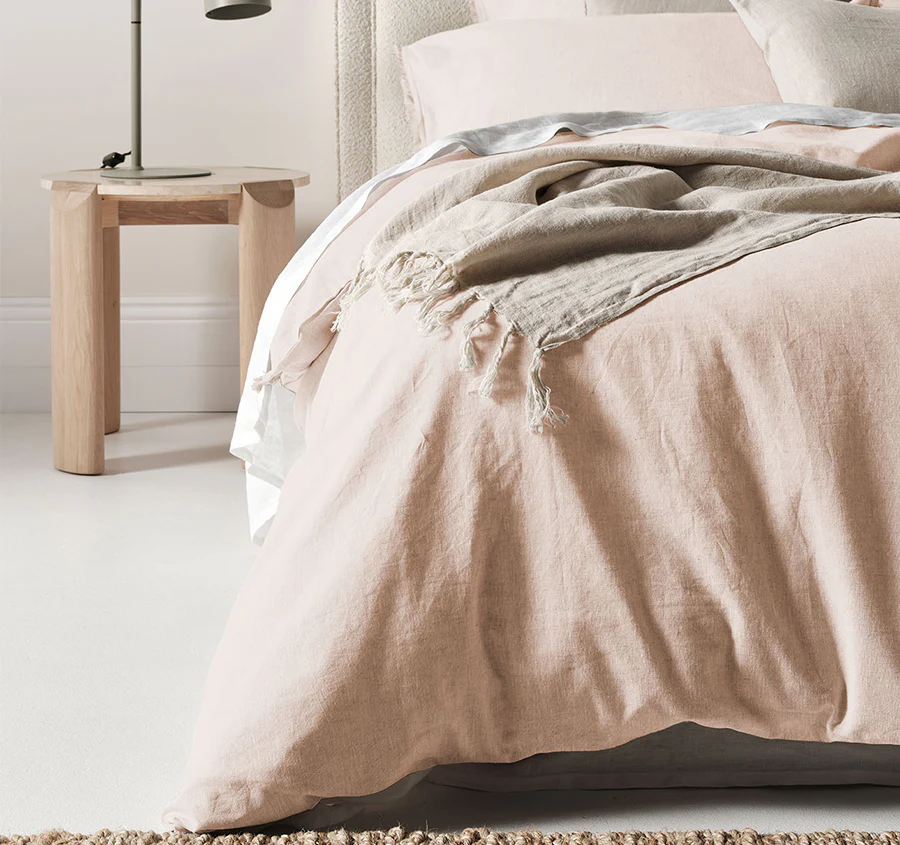 Chambray Fringe Quilt Cover Range Shell Pink - Image 4