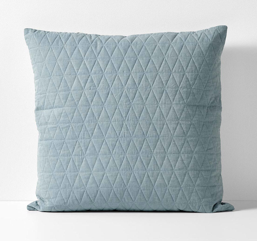 Chambray Quilted European Pillowcase Bluestone