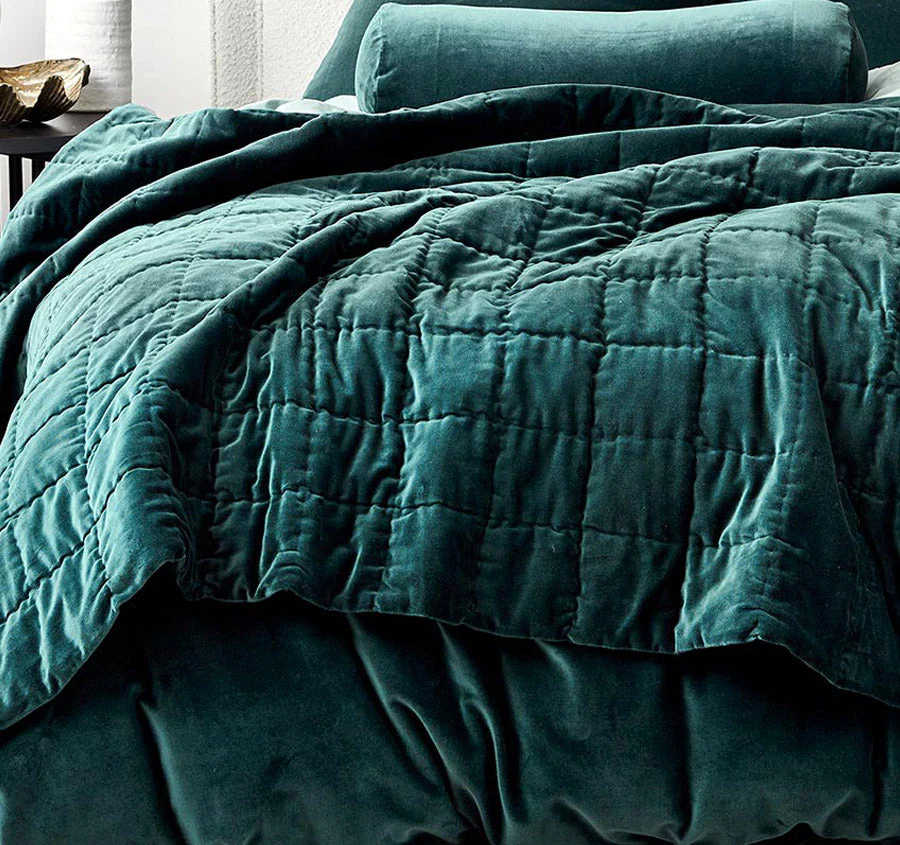Luxury Velvet Coverlet Indian Teal - Image 2
