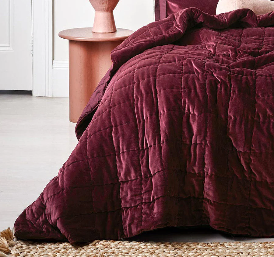 Luxury Velvet Coverlet Merlot - Image 3