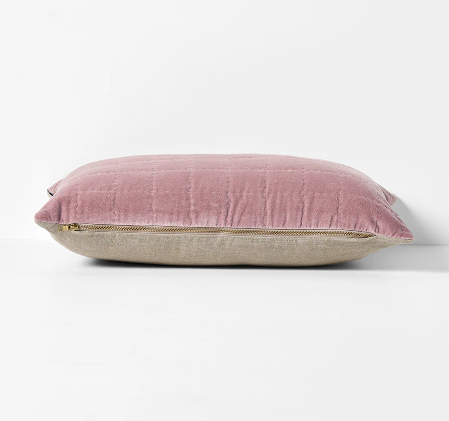 Luxury Velvet Quilted 40x60cm Filled Cushion Heather - Image 3