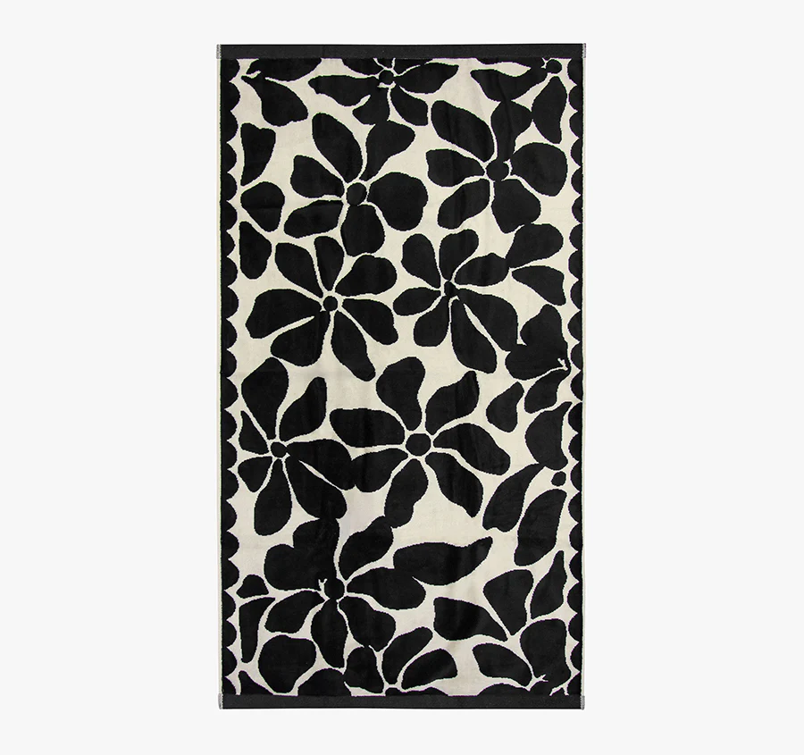 Palma Petal 560GSM Cotton Bath Towel Range Black and Sand