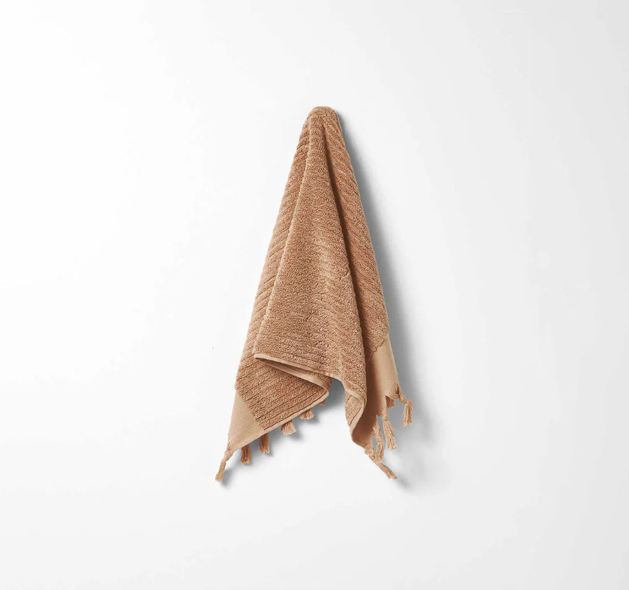 Paros Rib 580GSM Cotton Bath Towel Range Clay - Image 4