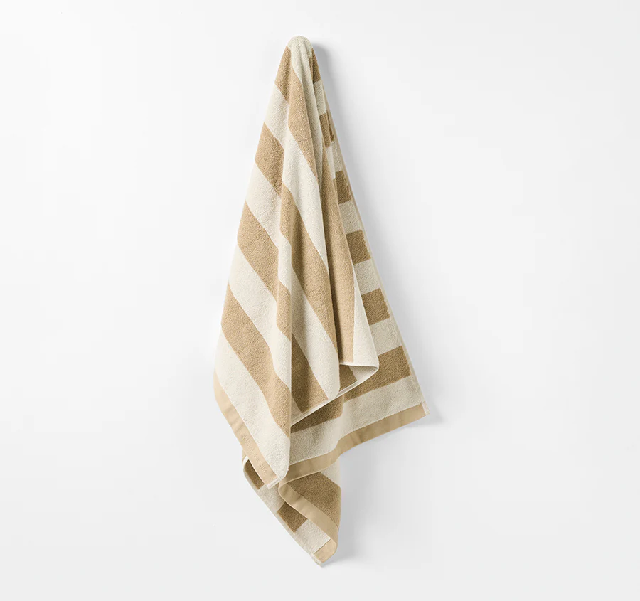Riviera Stripe 5 Piece 580GSM Cotton Bath Towel Set Caramel - Image 3
