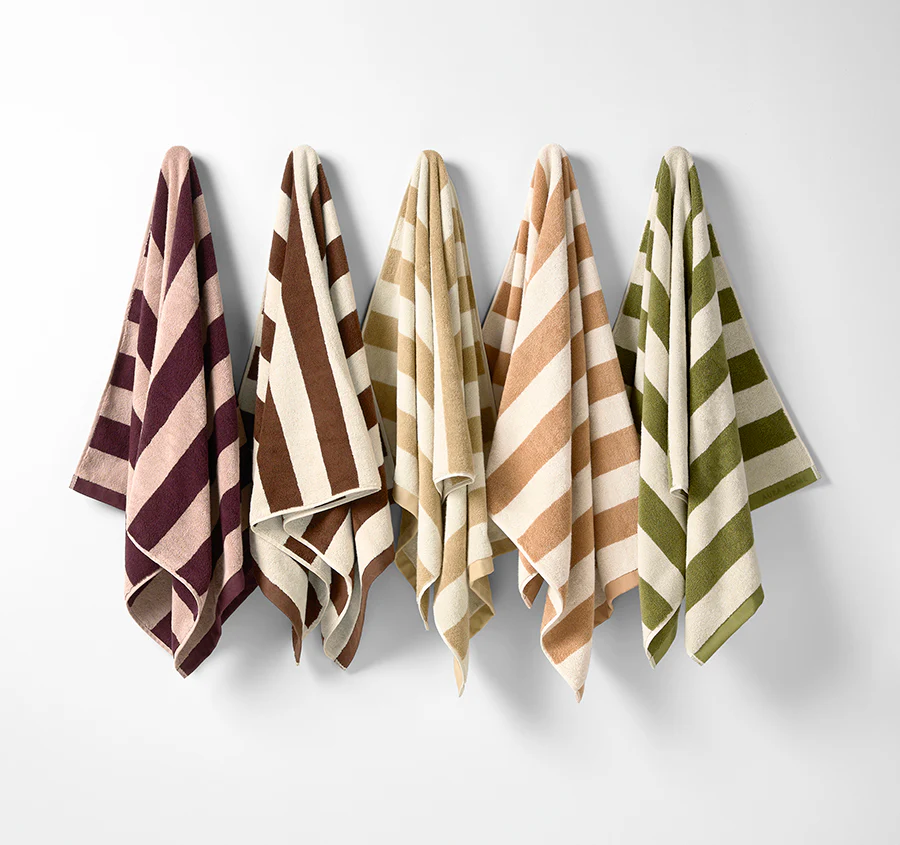 Riviera Stripe 5 Piece 580GSM Cotton Bath Towel Set Caramel - Image 6