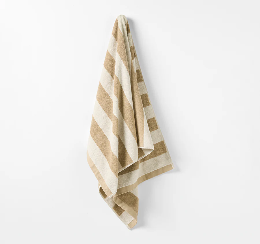 Riviera Stripe 580GSM Cotton Bath Towel Range Caramel