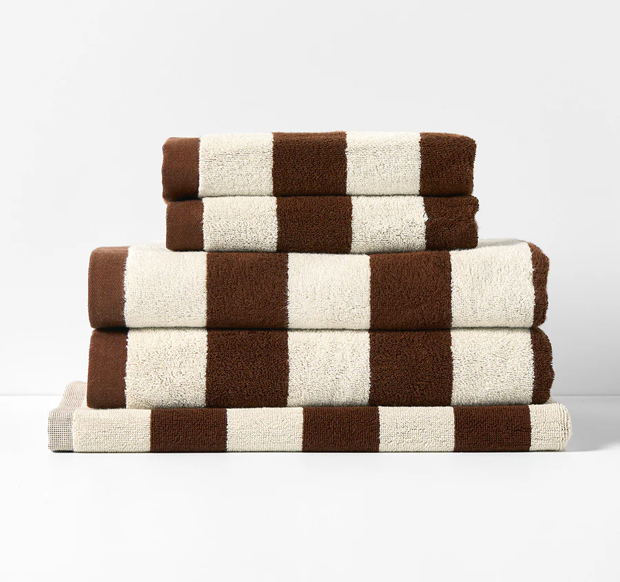 Riviera Stripe 580GSM Cotton Bath Towel Range Chocolate - Image 5