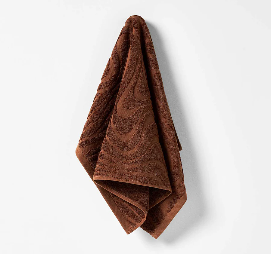 Wave 5 Piece 550GSM Cotton Bath Towel Set Pecan - Image 4