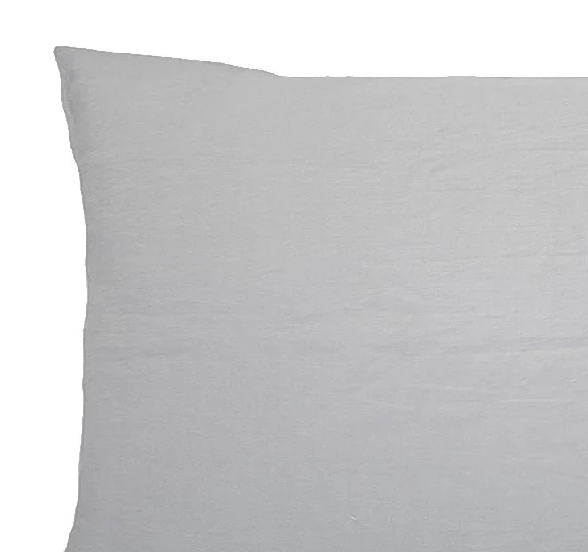 French Linen Standard Pillowcase Pair Silver - Image 2