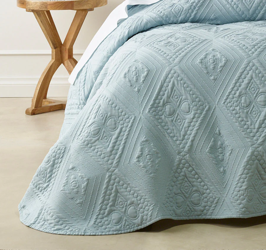 Aspen Bedspread Set Range Sky Blue - Image 3