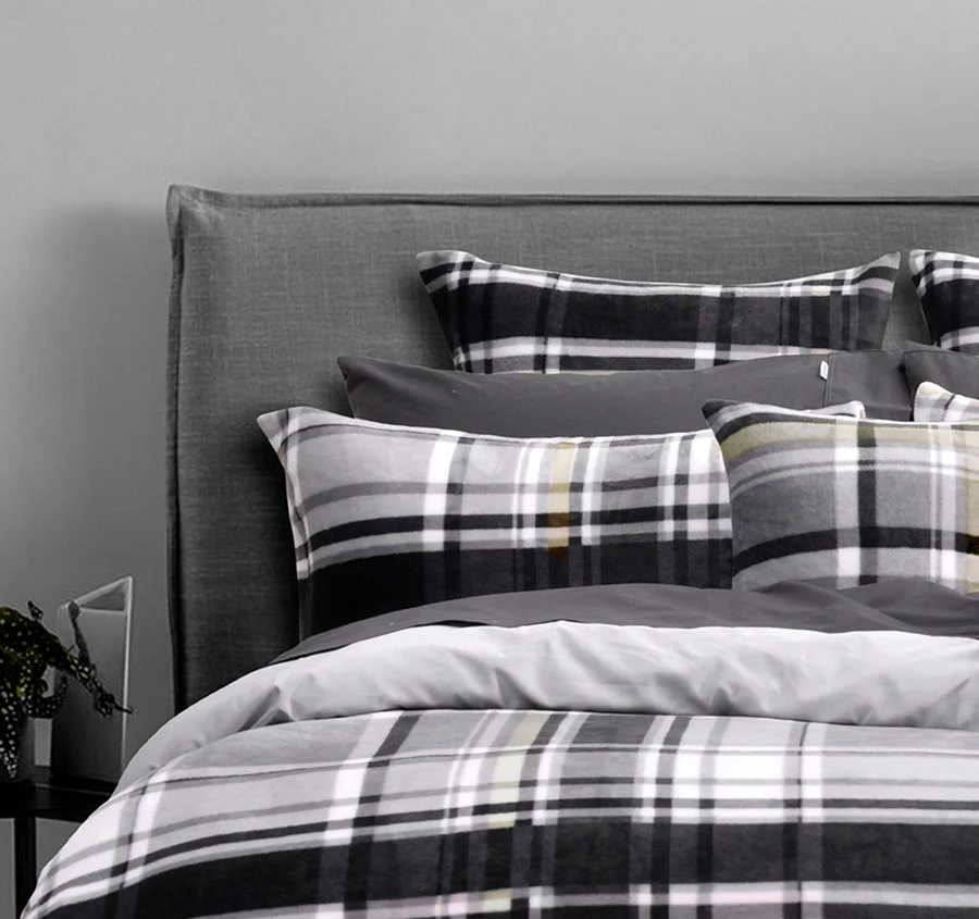 Chester Flannelette Quilt Cover Set Range Black - Image 4