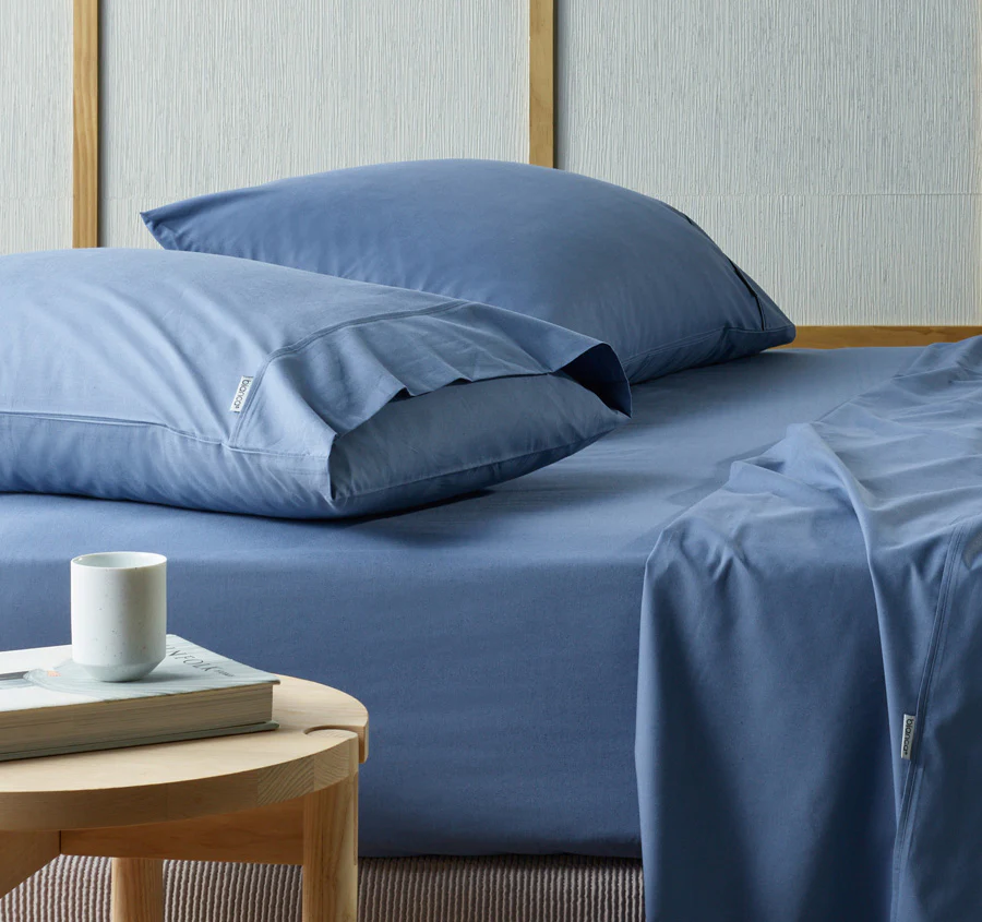 Natural Sleep Recycled Cotton and Bamboo Sheet Set Range Blue - Image 2