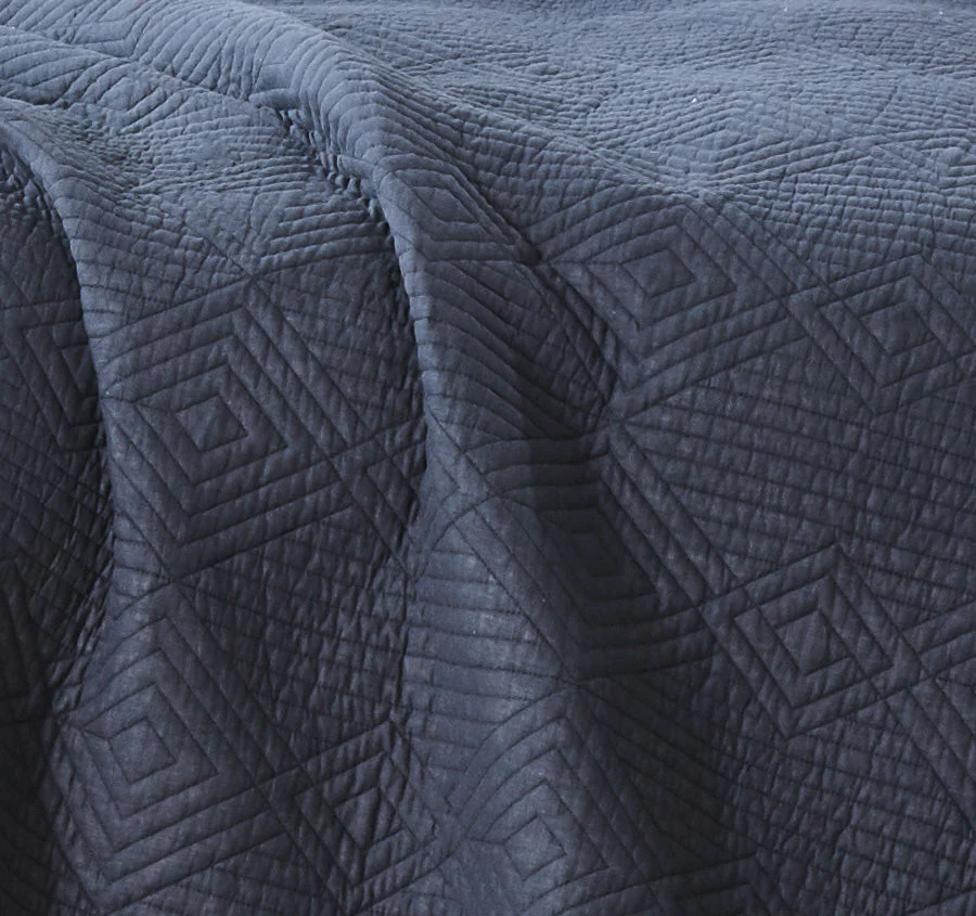Diamond Coverlet Set Range Navy - Image 2