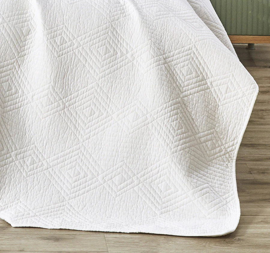 Diamond Coverlet Set Range White - Image 3