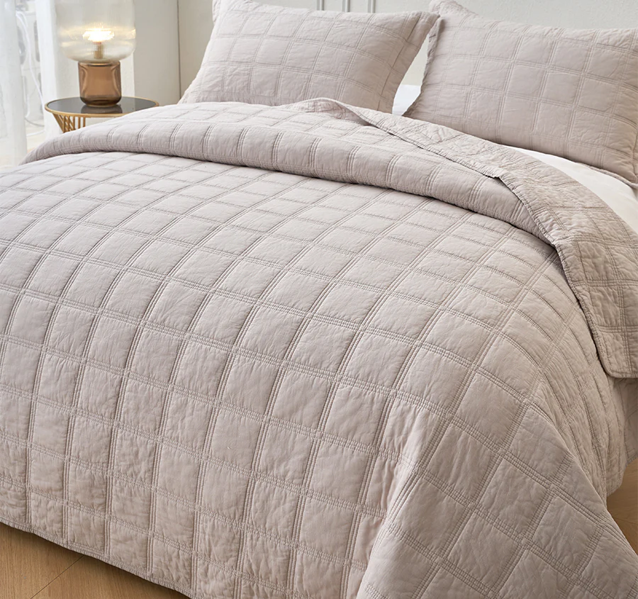 Squares Coverlet Set Range Sand - Image 6