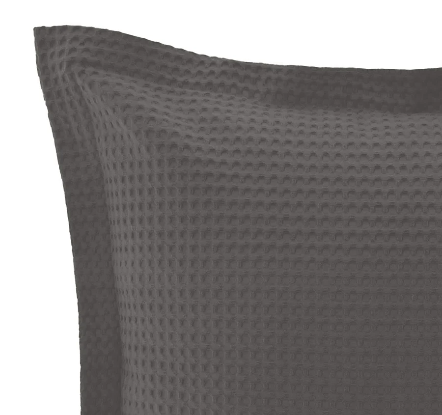 Haven Cotton Waffle European Pillowcase Charcoal Grey - Image 2