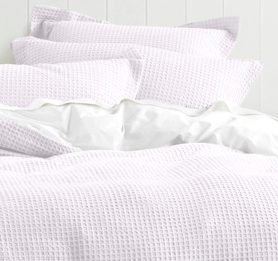 Haven Cotton Waffle Standard Pillowcase Pair Pure White - Image 3