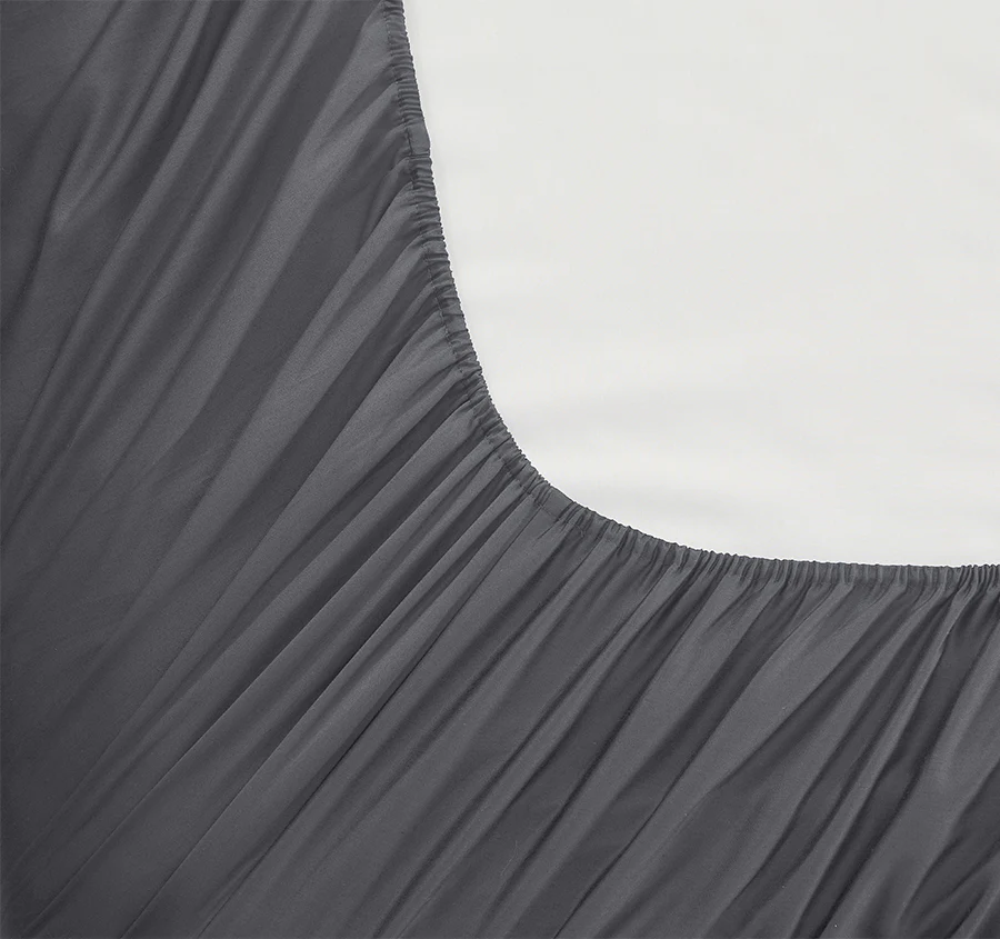 Oxford 300TC Crisp Cotton Percale Fitted Combo Set Range Charcoal Grey - Image 3