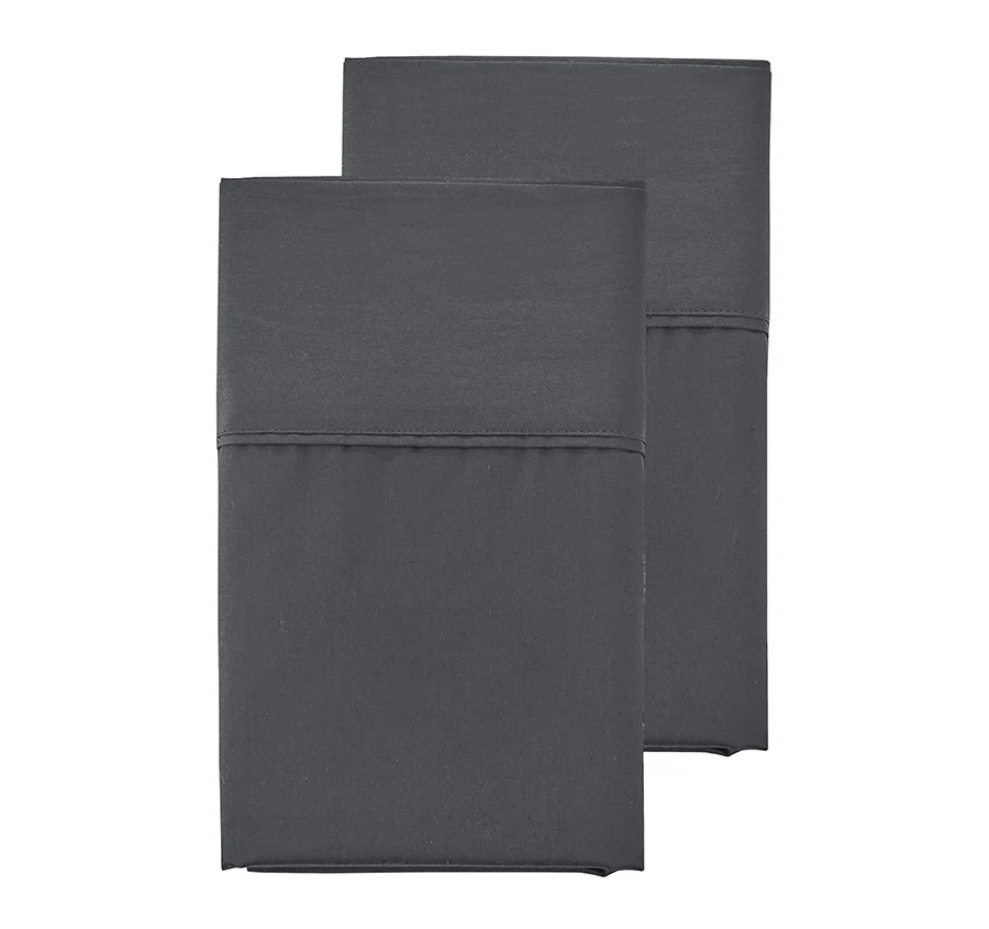 Oxford 300TC Crisp Cotton Percale Sheet Set Range Charcoal Grey - Image 5