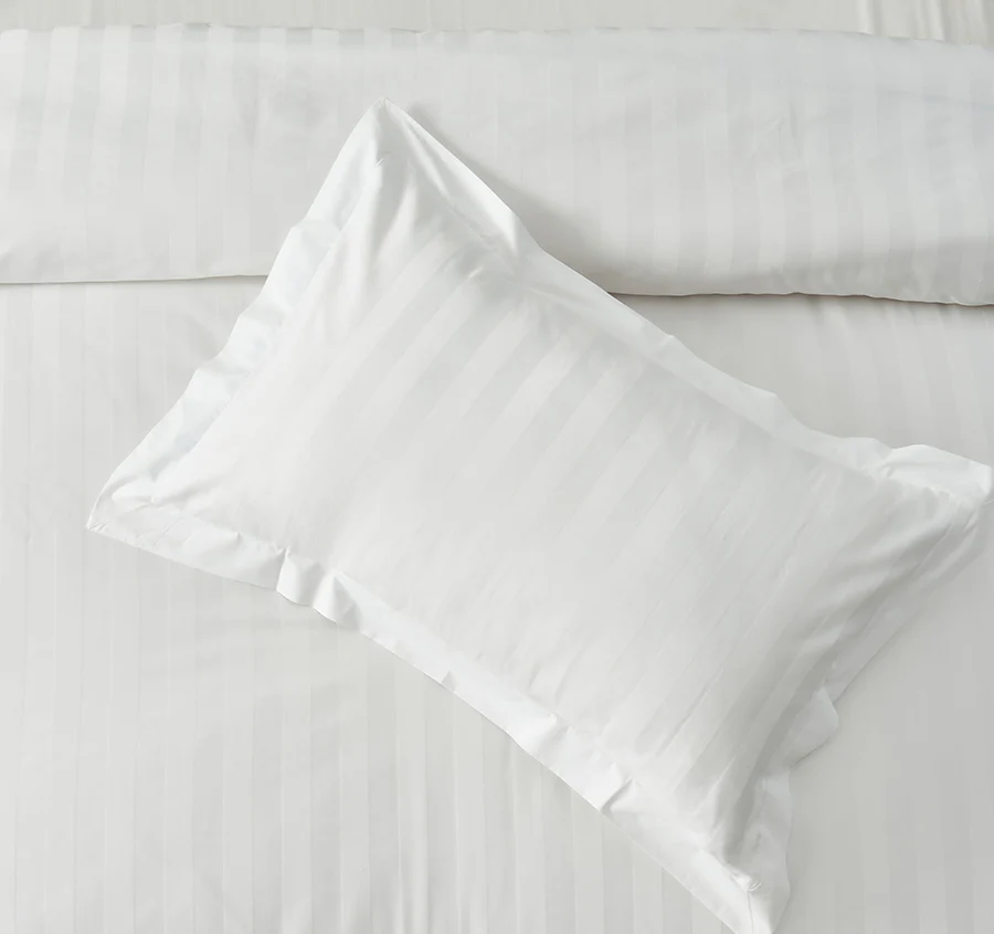 Signature 500TC Luxe Stripe Egyptian Cotton Tailored Standard Pillowcase Pair Pure White - Image 3