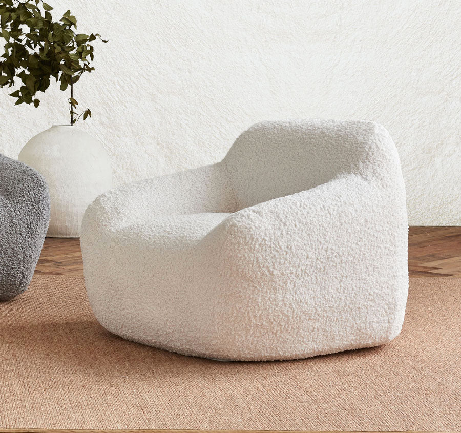 Boucle Cozy Chair Range White - Image 3