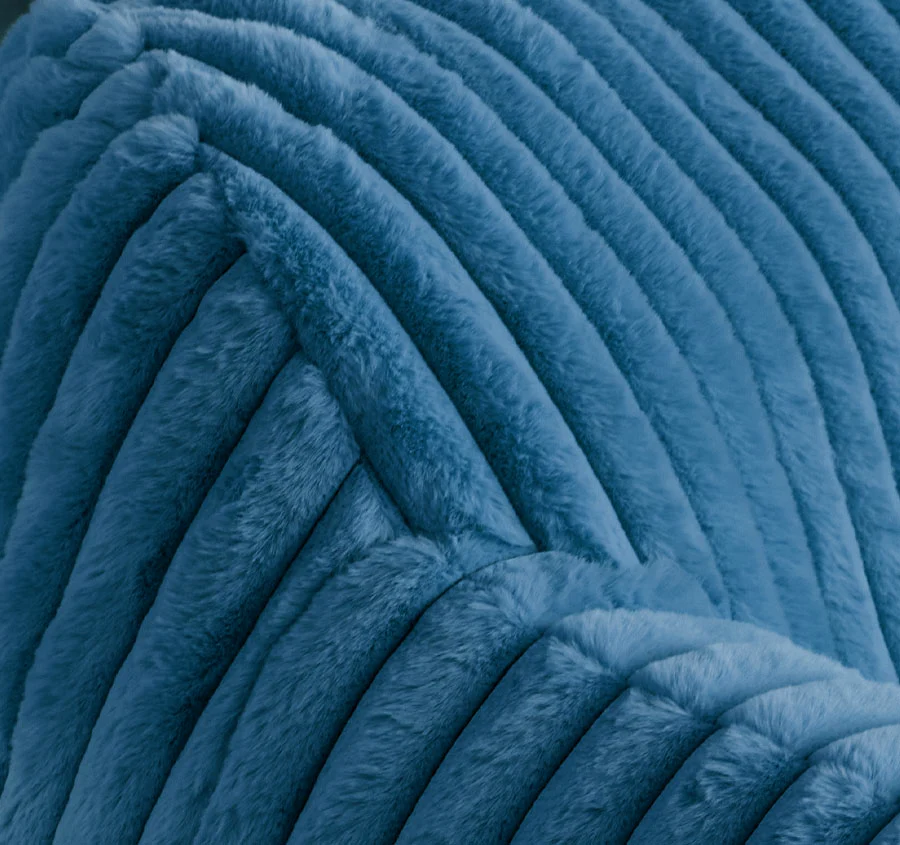 Corduroy Faux Fur Kids Cozy Chair Blue - Image 3
