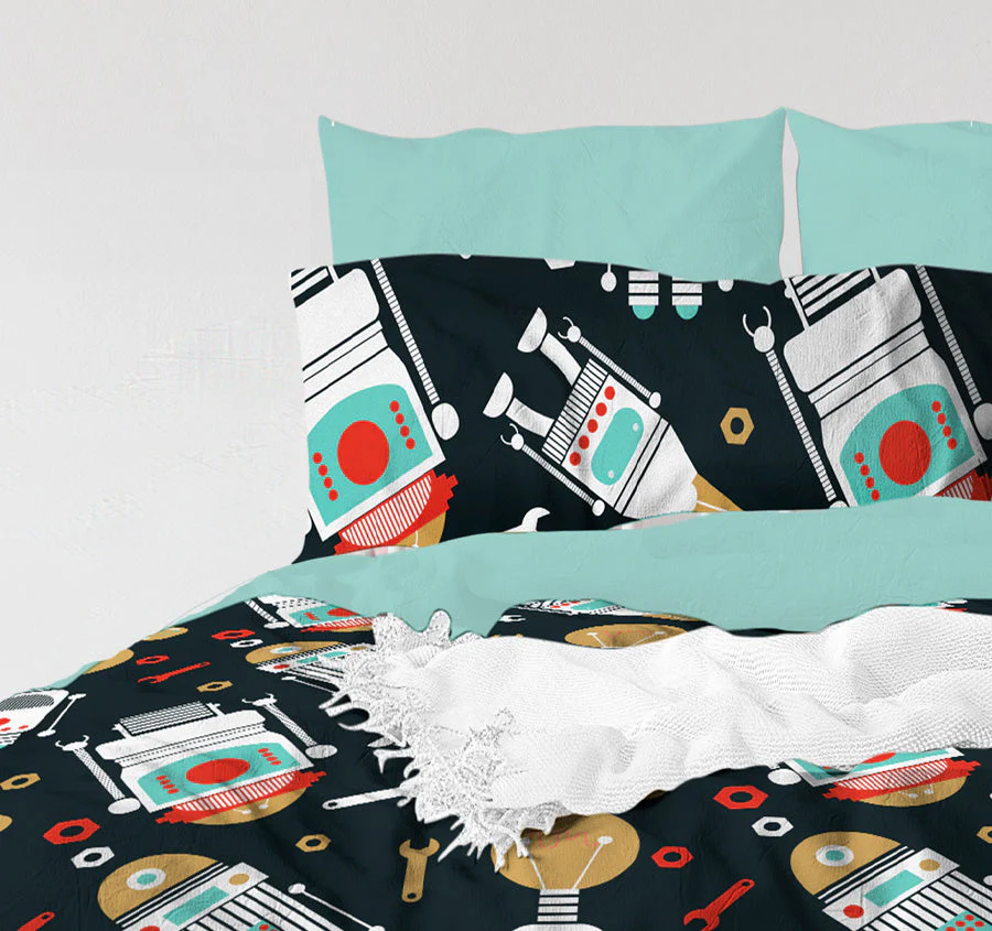 Glow Robo Quilt Cover Set Navy - Image 4