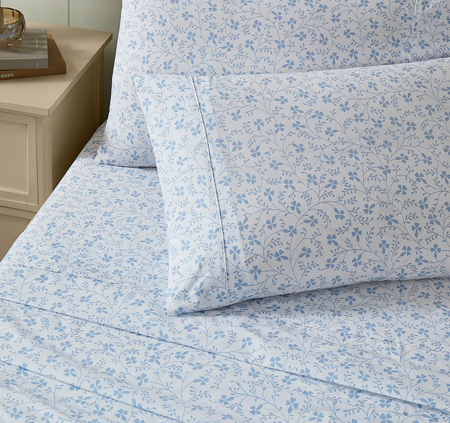 Campion 250TC Cotton Percale Sheet Set Range Seaspray Blue - Image 3