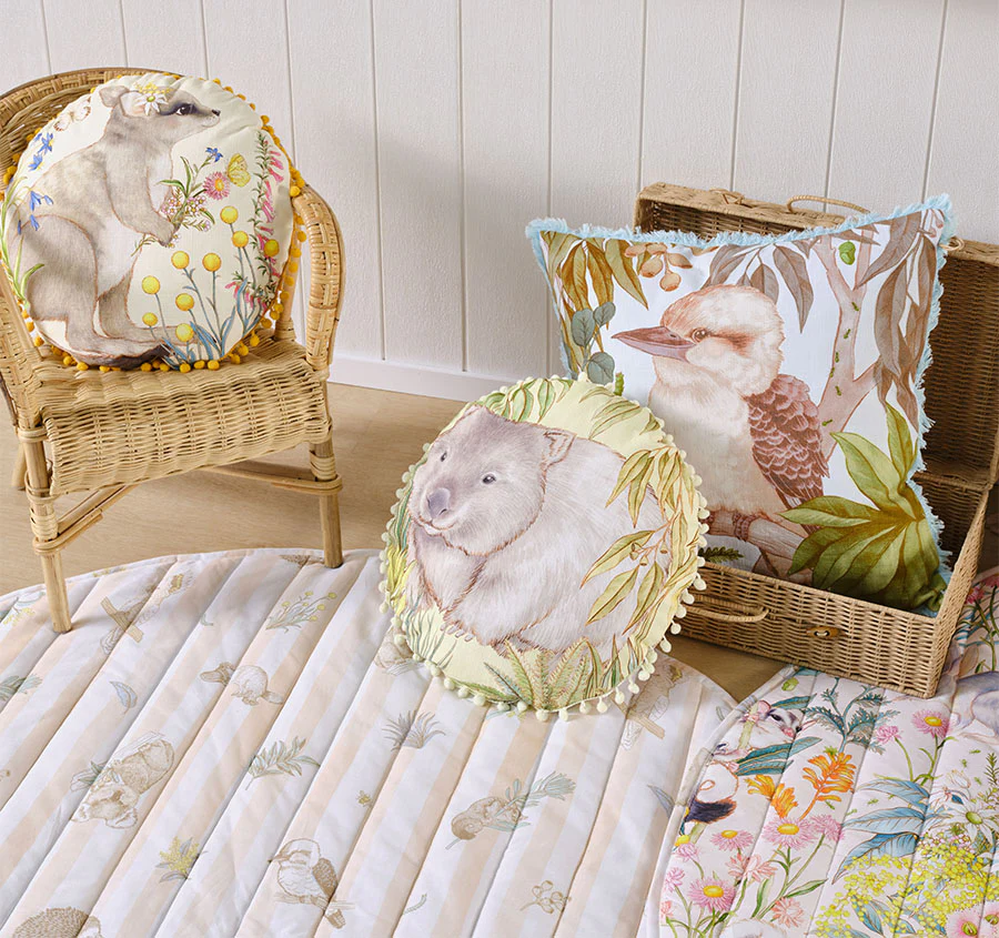 William Wombat 40cm Round Filled Cushion Green - Image 4