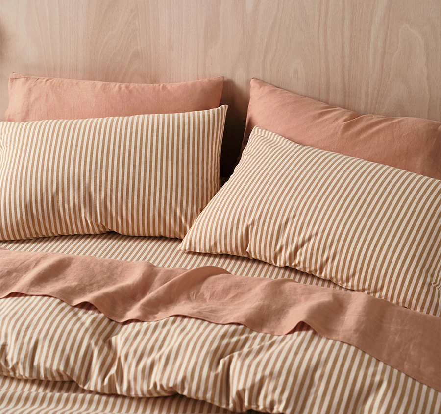 Classic Stripe Quilt Cover Set Range Nutmeg - Image 4
