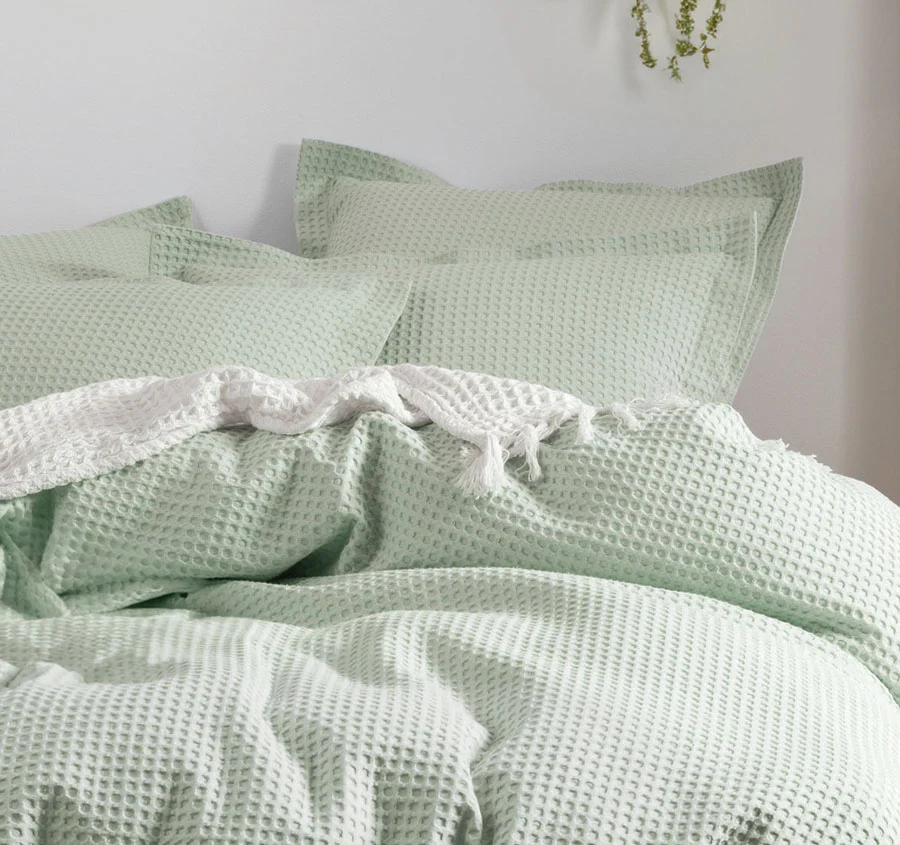 Deluxe Waffle Quilt Cover Set Range Mist - Image 4