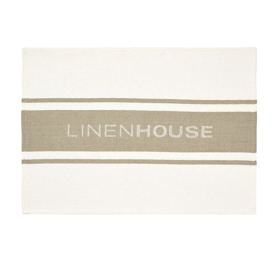 Linen House Logo Tea Towel Pebble