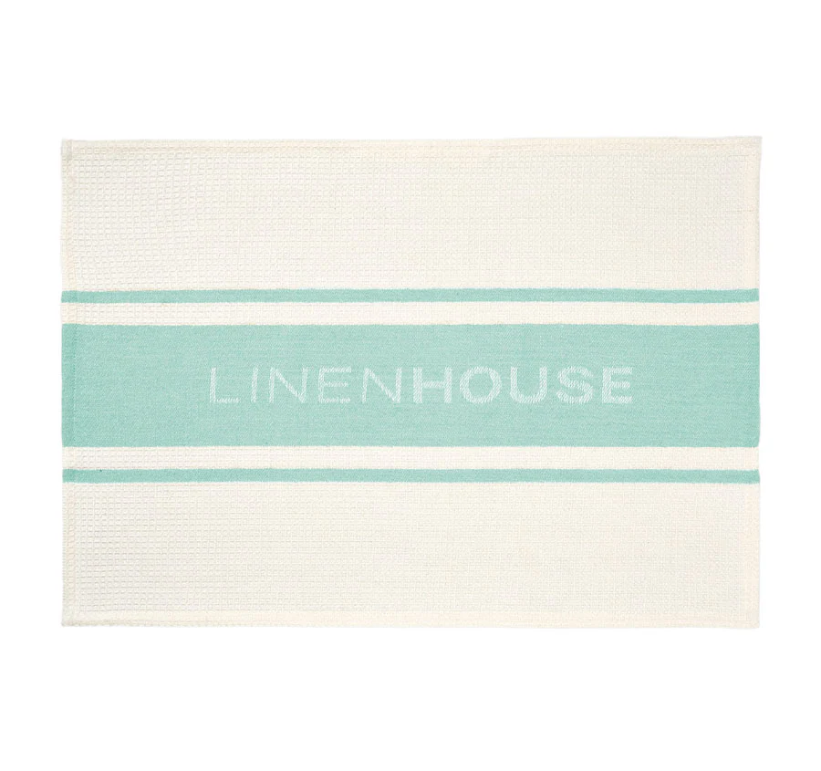 Linen House Logo Tea Towel Turquoise