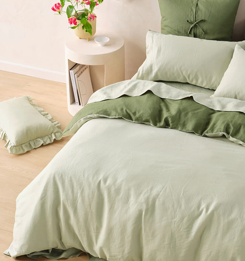 Nimes Duet Quilt Cover Set Range Moss and Wasabi - Image 5