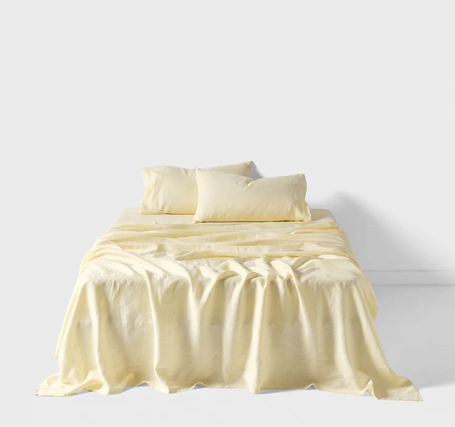 Nimes Linen Mega Sheet Set Range Lemon